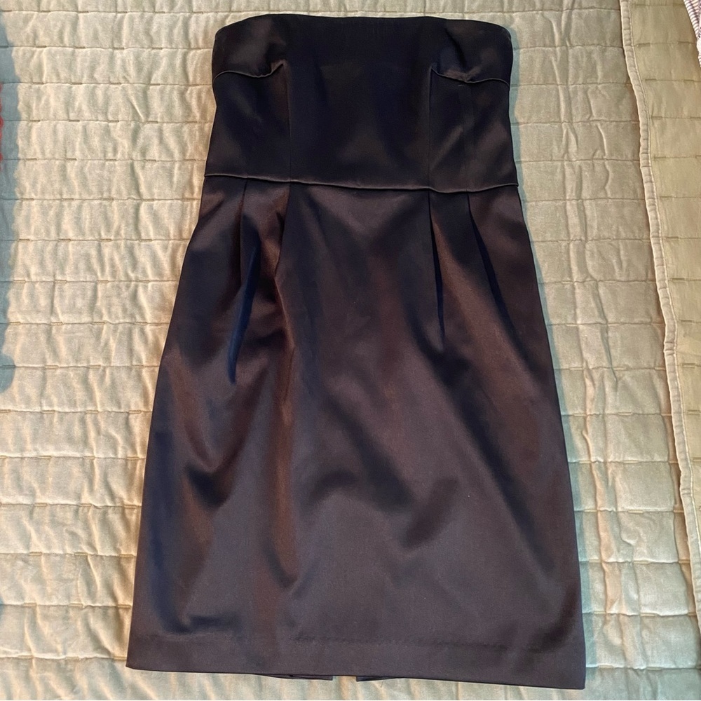 Express Strapless Black Satin Mini Dress